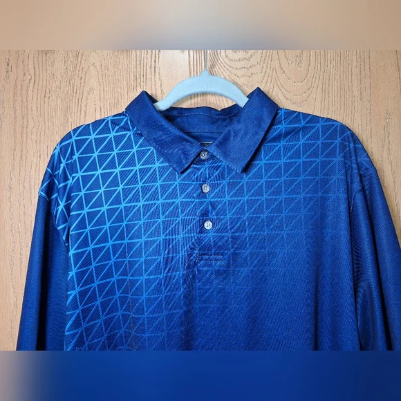 PGA Tour Geometric Blue Polo Shirt - Picture 4 of 7